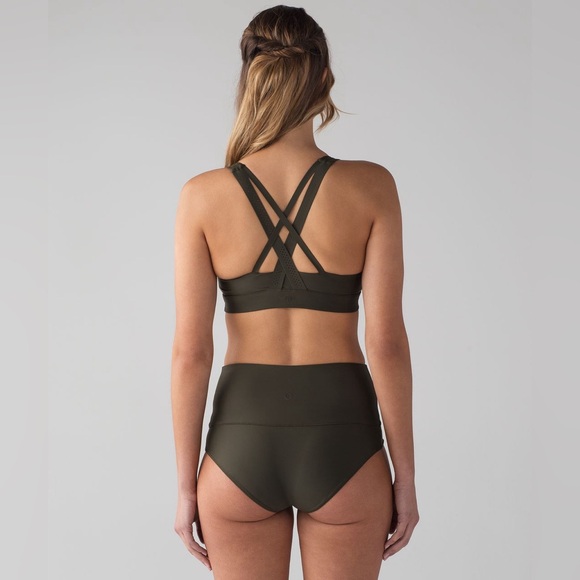 Lululemon Vitalize Swim Sports Bra Dark Olive Activewear Running Summer Yoga Gym - Picture 3 of 13
